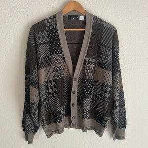 VTG The Italian Sweater Co. Patchwork Style Print Cardigan | large